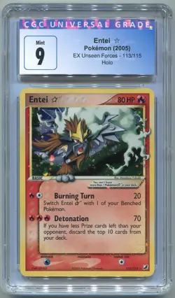 Pokemon Entei Gold Star EX Unseen Forces Holo Ultra Rare #113 CGC 9 Mint - Image 1
