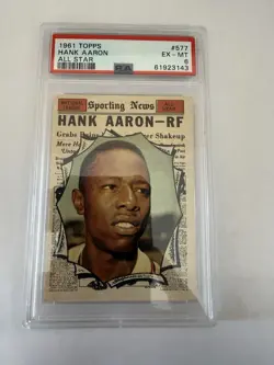 1961 Topps - Hank Aaron #577 PSA 6 EX-MT Atlanta Braves HOF - Image 1