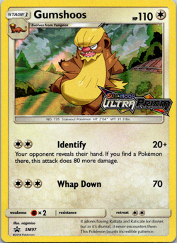 Gumshoos SM97 Ultra Prism Stamped Prerelease Black Star Promo Pokemon Card NM - Image 1