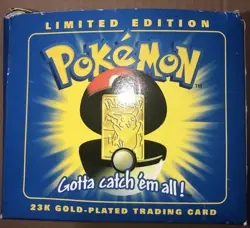 Pokemon Burger King 23k Gold Plated Trading Card PIKACHU In Blue Box - Image 2
