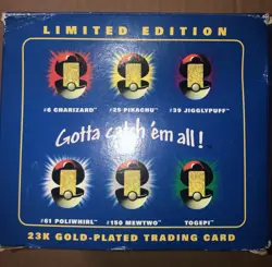 Pokemon Burger King 23k Gold Plated Trading Card PIKACHU In Blue Box - Image 3