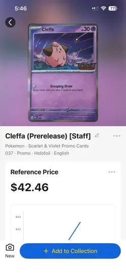 Pokemon Cleffa SVP037 Holofoil Promo Staff Prerelease Obsidian Flames Card - Image 3