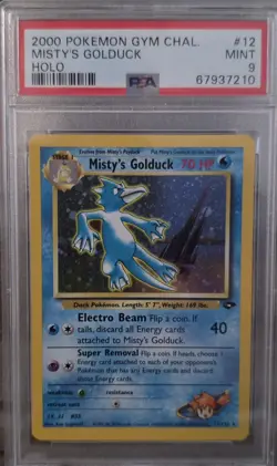 Pokemon TCG Misty's Golduck Holo Rare Card 12/132 Gym Challenge PSA9! - Image 1