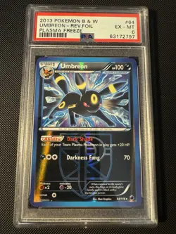 PSA 6 Umbreon #64 2013 Plasma Freeze Reverse Foil Pokemon Card - Image 1
