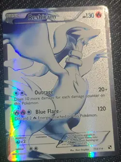 Pokemon Reshiram 113/114 Black & White Ultra Rare Holo Full Art Card - Image 1