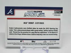 2025 Topps Update Baseball Drake Baldwin Rookie Green Rainbow Foil #'D 90/99 - Image 2