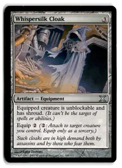 Whispersilk Cloak - LP Lightly Played - 10E 10th Edition Core Set #345 MTG Magic - Image 1