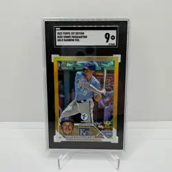 2023 Topps 1st Edition Vinnie Pasquantino Gold Rainbow Foil RC #302 SGC 9 Royals - Image 1