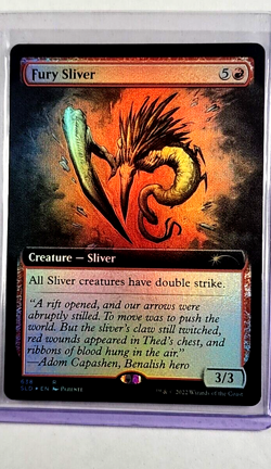 2022 MTG Magic the Gathering SLD Secret Lair Drop Extended Art Foil Fury Sliver - Image 1