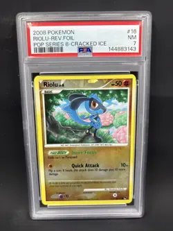 2008-09 POKEMON POP SERIES 8 #16 RIOLU-REV.FOIL POP SERIES 8-CRACKED ICE PSA 7 - Image 1