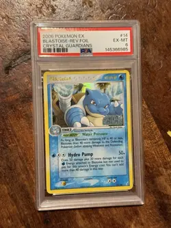 2006 POKEMON EX CRYSTAL GUARDIANS #14 BLASTOISE-REVERSE FOIL PSA 6 EX-MT - Image 1