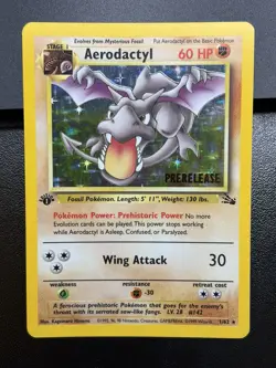 AERODACTYL Prerelease Pokemon Card - WOTC - 1st Edition Fossil 1/62 HOLO NM (A) - Image 2