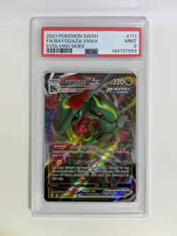 2021 POKEMON SWORD & SHIELD EVOLVING SKIES #111 FULL ART/RAYQUAZA VMAX PSA 9 - Image 1