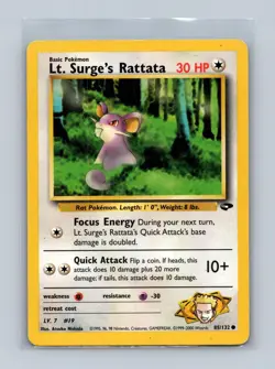 Lt. Surge's Rattata 85/132 Common Gym Challenge Unlimited Lightly Played - Image 1