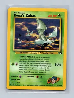 Koga's Zubat 83/132 Common Gym Challenge Unlimited Moderately Played - Image 1