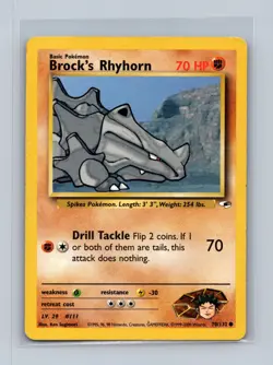 Brock's Rhyhorn 70/132 Common Gym Heroes Unlimited Moderately Played - Image 1