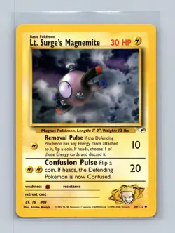 Lt. Surge's Magnemite 50/132 Uncommon Gym Heroes Unlimited Lightly Played - Image 1