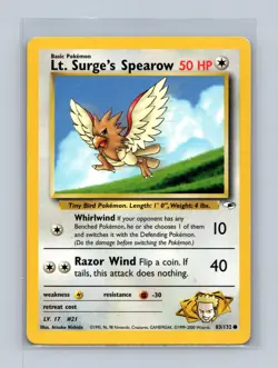 Lt. Surge's Spearow 83/132 Common Gym Heroes Unlimited Lightly Played - Image 1