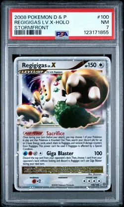 2008 POKEMON DIAMOND & PEARL STORMFRONT #100 REGIGIGAS LV.X-HOLO PSA 7 - Image 1