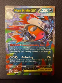 Mega Scrafty ex Double Rare ME: Ascended Heroes Holo 135/217 NM/M Pokemon - Image 1