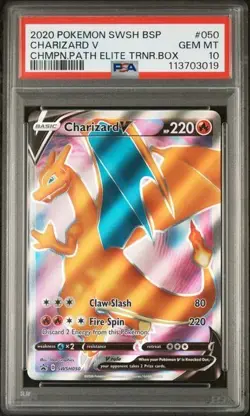2020 POKEMON SWSH BLACK STAR PROMO #050 CHARIZARD V CHMPN.PATH ELITE BOX PSA 10 - Image 1