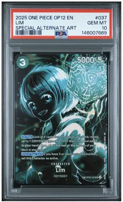 PSA 10 2025 ONE PIECE OP12-LEGACY OF THE MASTER #037 LIM SPECIAL ALTERNATE ART - Image 1