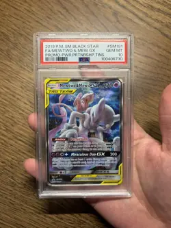2019 POKEMON SM BLACK STAR PROMO #SM191 FULL ART/MEWTWO & MEW GX PSA 10 - Image 1