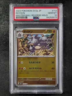 2023 Pokemon RHYDON #112/165 Pokemon Card 151 Master Ball Reverse Holo PSA 10 - Image 1