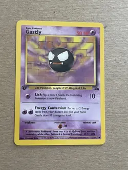 Pokemon TCG Gastly Fossil 1st Edition Uncommon Card 33/62 NM 1999 WOTC - Image 1