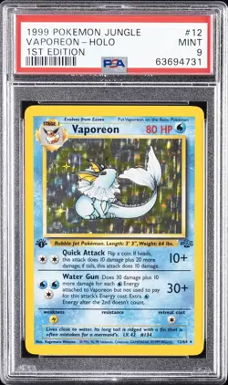1999 POKEMON JUNGLE 1ST ED #12 VAPOREON-HOLO PSA 9 - Image 1