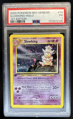 2000 Pokemon Neo Genesis 1st Edition Slowking Holo #14/111 PSA 1 - Image 1