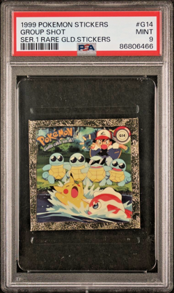 Pokemon Artbox 1999 Sticker Series 1 Group Shot Rare Gold Sticker G14 PSA 9 - Image 1