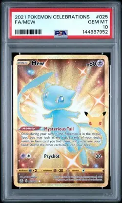 PSA 10 Mew 025/025 Pokemon Celebrations Gold Secret Sword Shield - Image 1