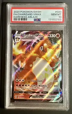 2020 POKEMON SWORD & SHIELD DARKNESS ABLAZE #020 FULL ART/CHARIZARD VMAX PSA 10 - Image 1