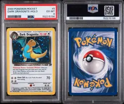 2000 Pokemon Team Rocket Dark Dragonite Holo Swirl #5/82 PSA 6 - Image 3