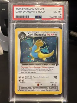 2000 Pokemon Team Rocket Dark Dragonite Holo Swirl #5/82 PSA 6 - Image 4