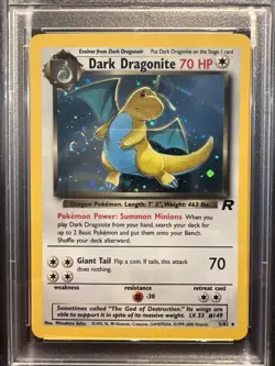 2000 Pokemon Team Rocket Dark Dragonite Holo Swirl #5/82 PSA 6 - Image 5