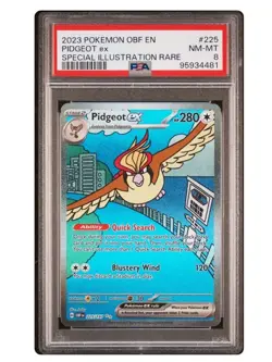 Pokemon TCG Pidgeot ex 225/197 SV03 Obsidian Flames Illustration Rare PSA 8 Holo - Image 1