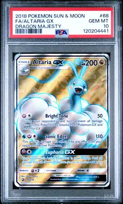 2018 POKEMON SUN & MOON DRAGON MAJESTY #68 FULL ART/ALTARIA GX PSA 10 - Image 1