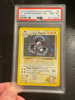 2000 Pokemon Gym Heroes #8 Lt. Surge's Magneton Holo PSA 8 NM-MT - Image 1