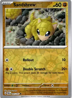 SANDSHREW 097/167 C TWILIGHT MASQUERADE POKEMON REVERSE HOLO LP - Image 1