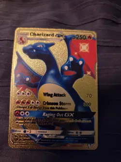 Blue Charizard GX HP250 Gold Pokemon Card - Image 2