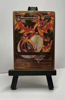 Pokemon Charizard DX 500hp Gold Foil Fan Art Collector Card TCG - Image 1