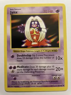Jynx 31/102 1999 Base Set Shadowless Pokemon Card WOTC Vintage Uncommon - Lp - Image 1
