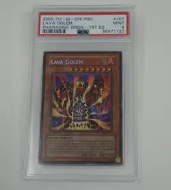 PSA 9 MINT Yugioh Lava Golem 1st Edition Secret Rare PGD-107 - Image 1