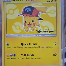 Pokemon Ash's Pikachu SM Promo Card SM111 Regular English Basic 70HP - Image 1