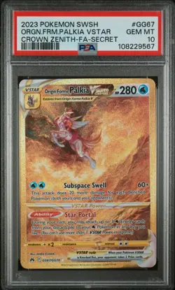 Pokemon TCG Palkia VSTAR GG67 Crown Zenith Gold Card PSA 10 GEM MINT (2) - Image 1
