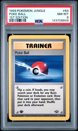 PSA 8 NM/MT 1999 POKEMON JUNGLE 64 POKE BALL 1ST EDITION ENGLISH - Image 1