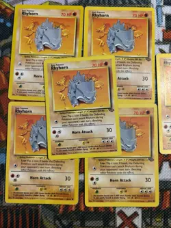 RHYHORN - 61/64 - Jungle - Pokemon Card (x6) - Vintage - Common - Set Of 6 🔥💎 - Image 3
