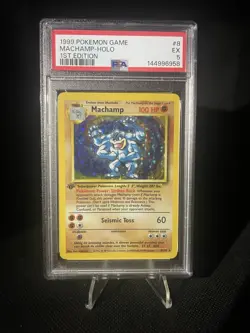 1999 MACHAMP (#8) - POKEMON BASE SET - 1ST EDITION HOLO - PSA 5 - Image 1